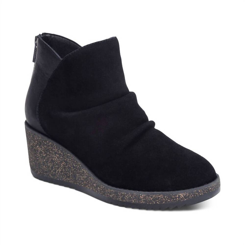 NEW AETREX women's kara wedge boot in black